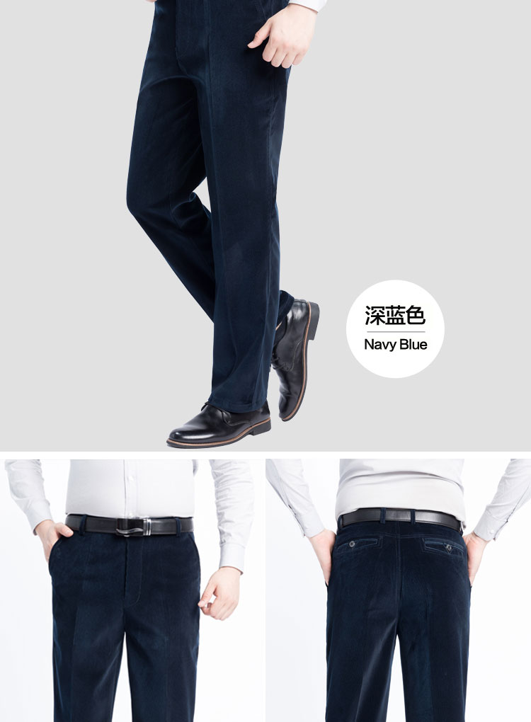 Quần nhung kẻ nam trung niên quần nhung kẻ kéo dài trung niên đèn cỏ nhung quần nam quần dài giản dị eo cao thẳng quần short nam