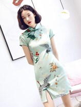 New sexy bone-etched cheongsam young girl Chinese style modified version of the dress fashion short summer modern