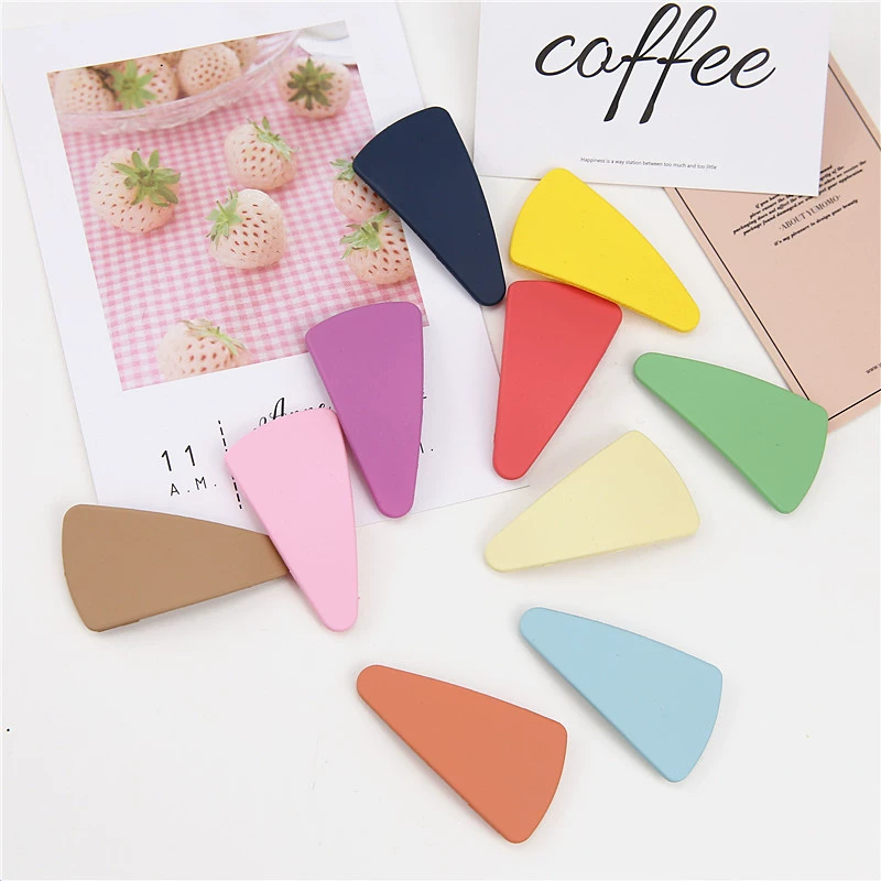 Phụ kiện tóc trẻ em lưới màu đỏ kẹo màu tam giác kẹp tóc dễ thương đơn giản mờ kẹp tóc bạc Lưu Hải Hải trang sức - Phụ kiện tóc