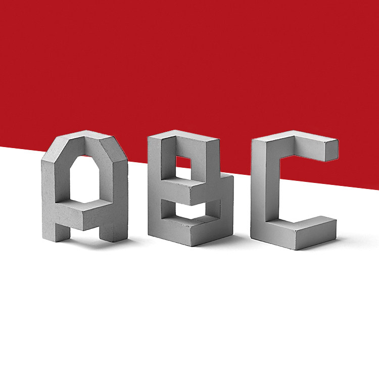 Three-dimensional architectural art cement letter sculpture creative wall decoration postmodernist English font ornaments