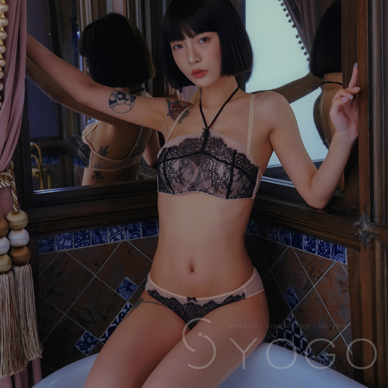 Syoga delights lace sexy bra bra package with bra hanging neck and small chest gathering