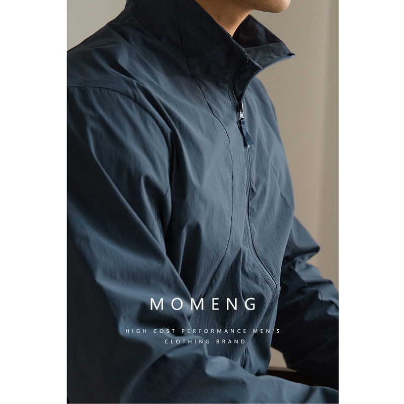 Momeng【Traveler Series】Thin and Lightweight Spring and Autumn Stand-Up Collar Windproof Jacket for Men, Business Coat for Commuting
