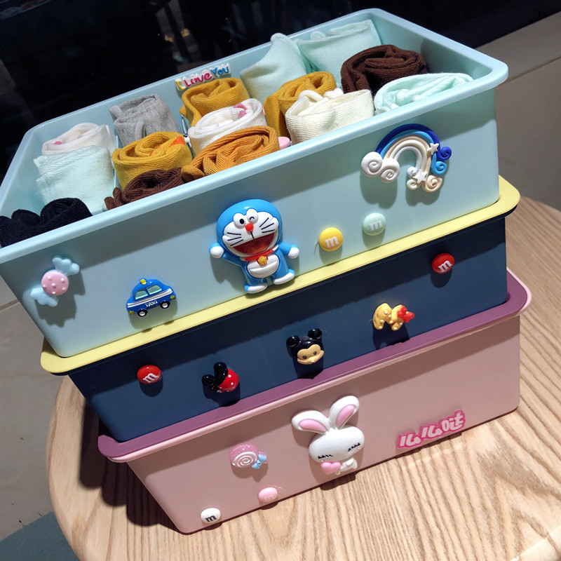 Cartoon Containing Box Underwear Socks Bra Three-in-one Containing deity Home Storage Box Student Dormitory