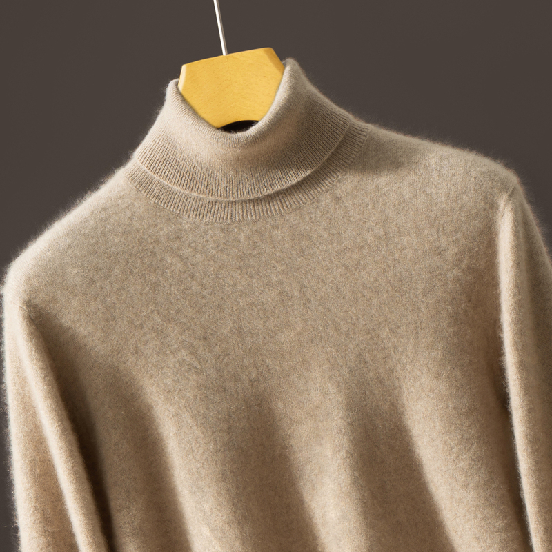 Men's High-Neck Cashmere Sweater for Autumn and Winter, Warm Pullover Knitwear, New Casual Oversized Wool High-Neck Base Sweater