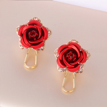 Hong Kong (designer) RVY 2021 new earrings female red flower bride festive earrings