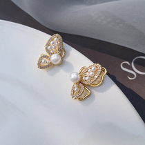 Hong Kong (designer) RVY 2021 New Tide butterfly pearl earrings female summer light luxury niche senior sense