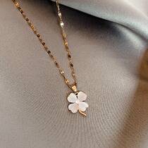 Hong Kong (designer) RVY 2021 New Tide four-leaf clover necklace female light luxury niche Cats Eye Stone pendant