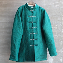 Chinese mens clothing thick cotton-padded clothes male Chinese cotton Tang suit plate buttons duijin linen jacket winter jacket loose