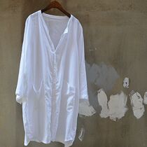 Chinese style mens vintage cardigan cotton linen shirt large size linen shirt mens loose short sleeve shirt shirt