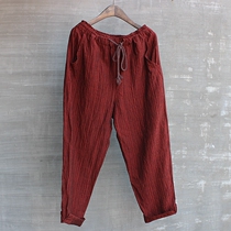 Mens spring and summer youth pop small feet ankle-length pants linen pants super cool handsome fashion plus size retro literature