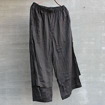 Flax pants mens trousers summer loose size Chinese cotton linen thin breathable wide leg pants mens black