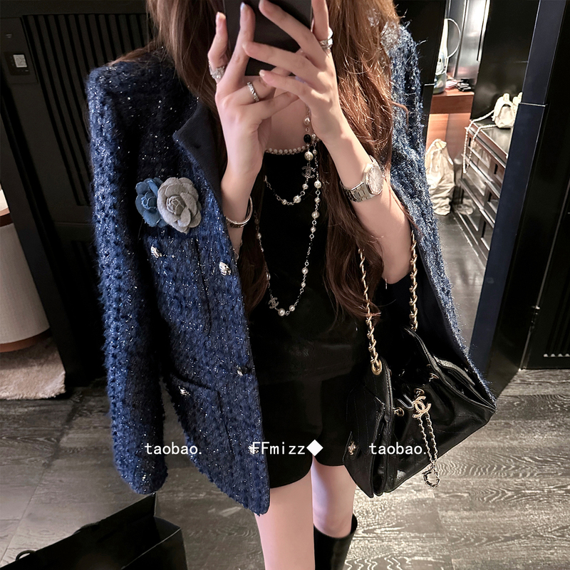Ffmiss ◆ Chanel-Style 3D Floral Shiny Wool Tweed Short Jacket for Women, Finely Crafted, Slim-Fit Blazer. Ffmiss ◆ Chanel-Style 3D Floral Shiny Wool Tweed Short Jacket for Women, Finely Crafted, Slim-Fit Blazer.