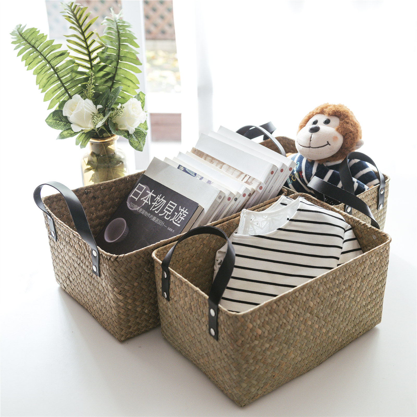 If plain life office documents sundries toys dirty clothes storage basket handle home wardrobe sorting storage box