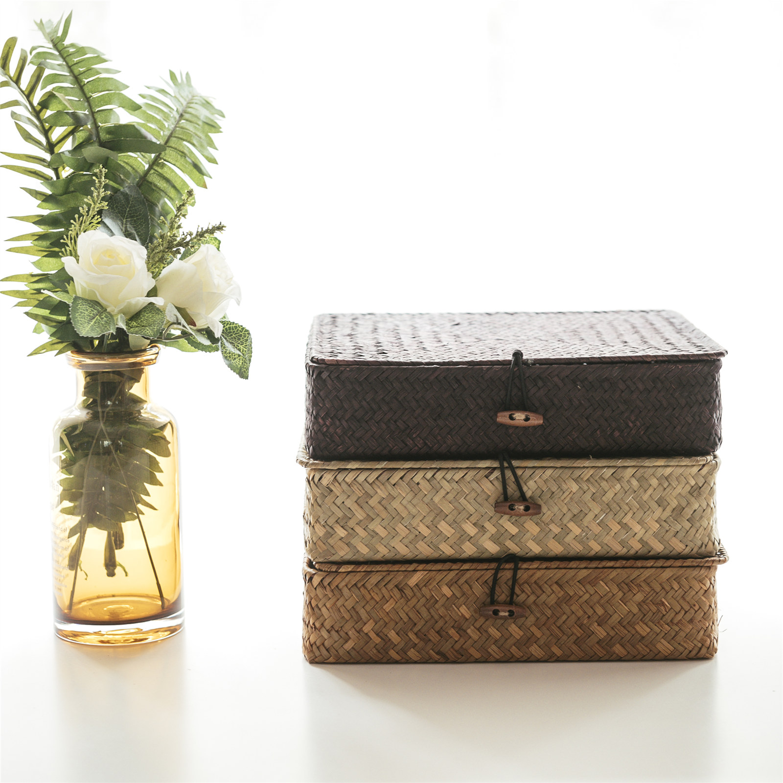 If Vegetarian Living Home Grass Knitted Jewelry Headphones Storage Box Office Snacks Toy Debris Finishing Containing Basket