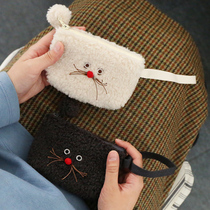 Romane Korea cute cartoon small cosmetic bag Card bag coin purse Lipstick bag Plush carry-on storage bag