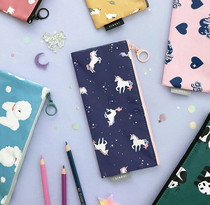 Korean iconic cartoon printing waterproof small fresh pen bag female ultra-thin stationery bag ins portable student pen bag