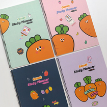 Korean pinkfoot cartoon carrot coil notebook Cornell Notepad Learning Wrong Questions Set Record Book