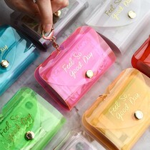 Plepic Korea fluorescent color large capacity card bag 26 card bit jelly compact key ring transparent card holder