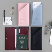 Korea Iconic Simple leather passport cover long ticket holder Travel document storage bag Short passport holder