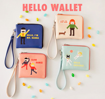 Jstory Korean cute cartoon short half-open zipper wallet temperament coin wallet wristband business card bag card bag