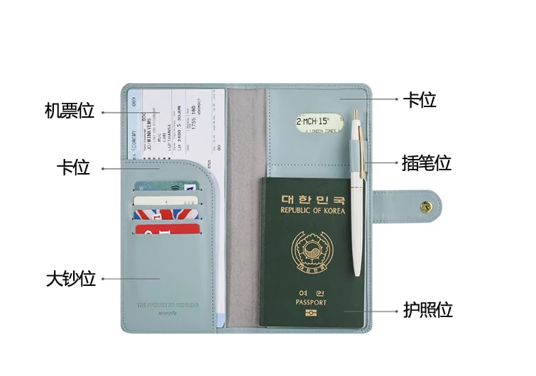 Hàn Quốc độc quyền tính khí du lịch gói tài liệu dài hộ chiếu túi da khóa hộ chiếu cặp vài người giữ hộ chiếu bao đựng giấy tờ