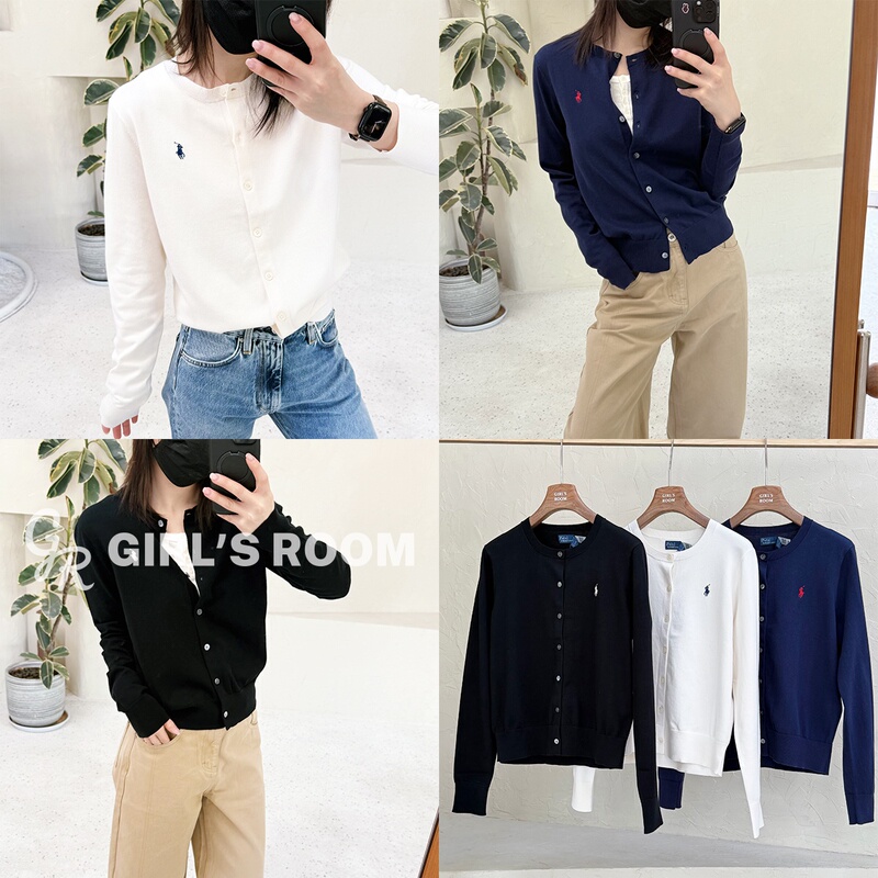 [Soft as Jade, as Gentle as Flowers] Polo Ralph Lauren 26 Early Spring Gentle Cotton Horse Logo Long-Sleeved Cardigan Sweater