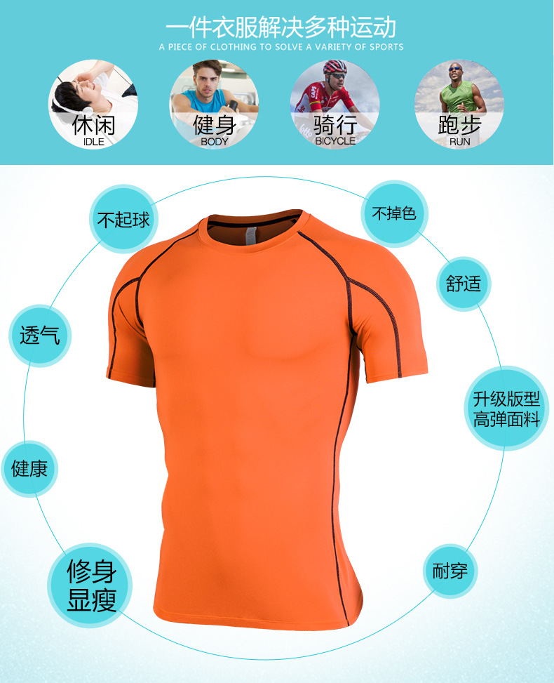 2019 quần áo thể dục mới đàn ông quần thun nhanh khô đào tạo chạy bộ đồ thể thao ngắn tay - Quần áo tập thể hình trang phục tập gym nam