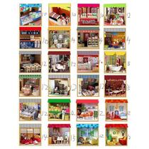 Cartoon life store scene hut house interior 3d three-dimensional paper model DIY handmade childrens origami