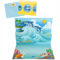 Paper model making DIY manual work educational toy dolphin stereo pop-up card 3D paper model