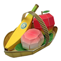 Paper model making DIY manual work 3D three-dimensional educational toy simulation fruit Apple Peach banana