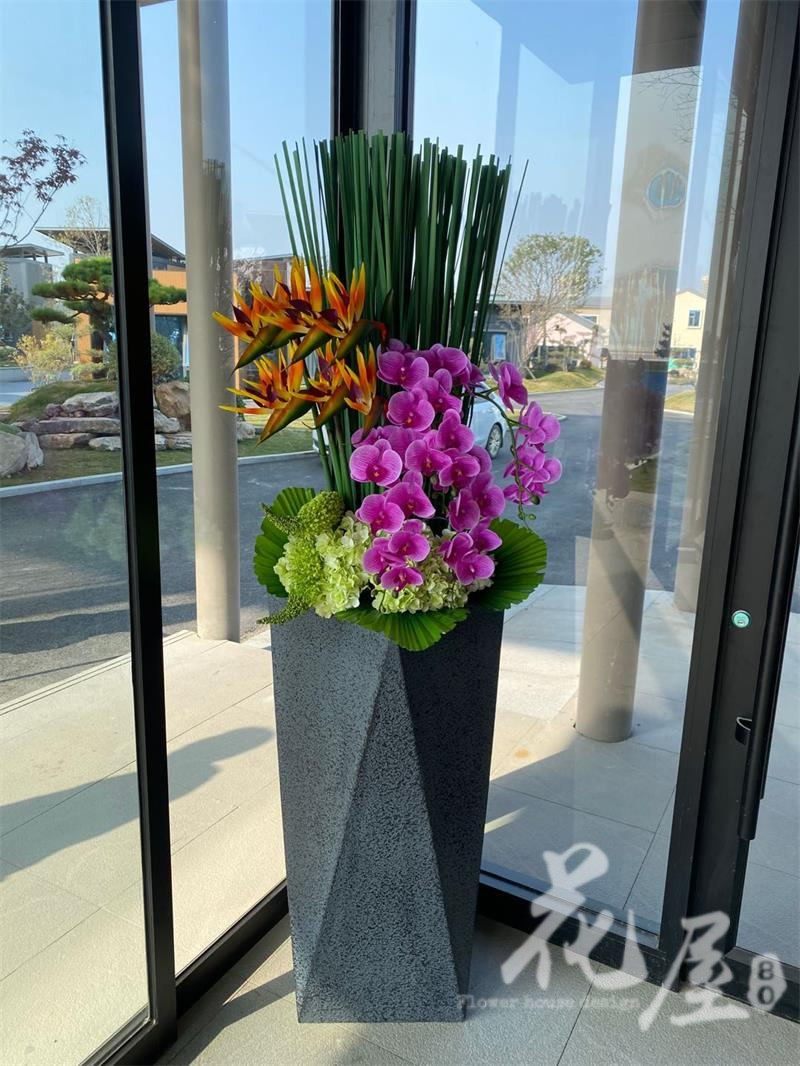 Revolving door landing simulation flower Lobby sales office hotel clubhouse silk flower decoration model room home design