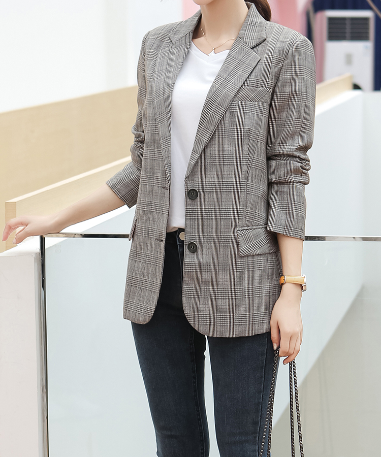 2018 mới kẻ sọc phù hợp với áo khoác nữ phiên bản Hàn Quốc của Hồng Kông hương vị retro chic giản dị mùa thu cổng gió đồ bộ nữ đẹp