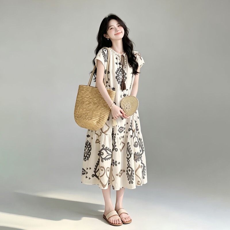 Gorgeous Bohemian Dress for Women, Summer 2026 New Style, Vacation Style, Elegant Printed Design Long Dress