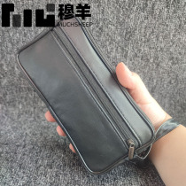 Sheepskin wrist bag double zipper long wallet for men genuine leather coin purse for women banknote bag mobile phone bag compact storage