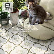 Nordic light green patterned floral brick retro kitchen dining room Balcony Floor Tiles Toilet Bathroom Background Wall Brick 200