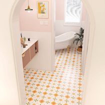 French bathroom tiles retro small flower tiles cherry blossom pink bathroom wall tiles kitchen toilet balcony anti-slip floor tiles