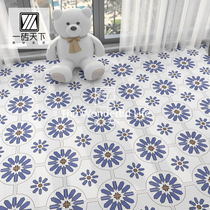 Moroccan Small Flower Brick Nordic Toilet Kitchen Blue Purple Tile Bathroom Balcony Anti Slip Floor Tile Background Wall Brick