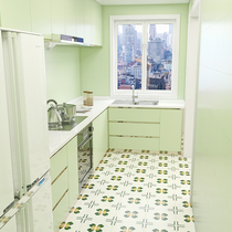 Avocado green kitchen tiles all-ceramic soft light bathroom wall tiles restaurant bathroom balcony non-slip floor tiles small tiles