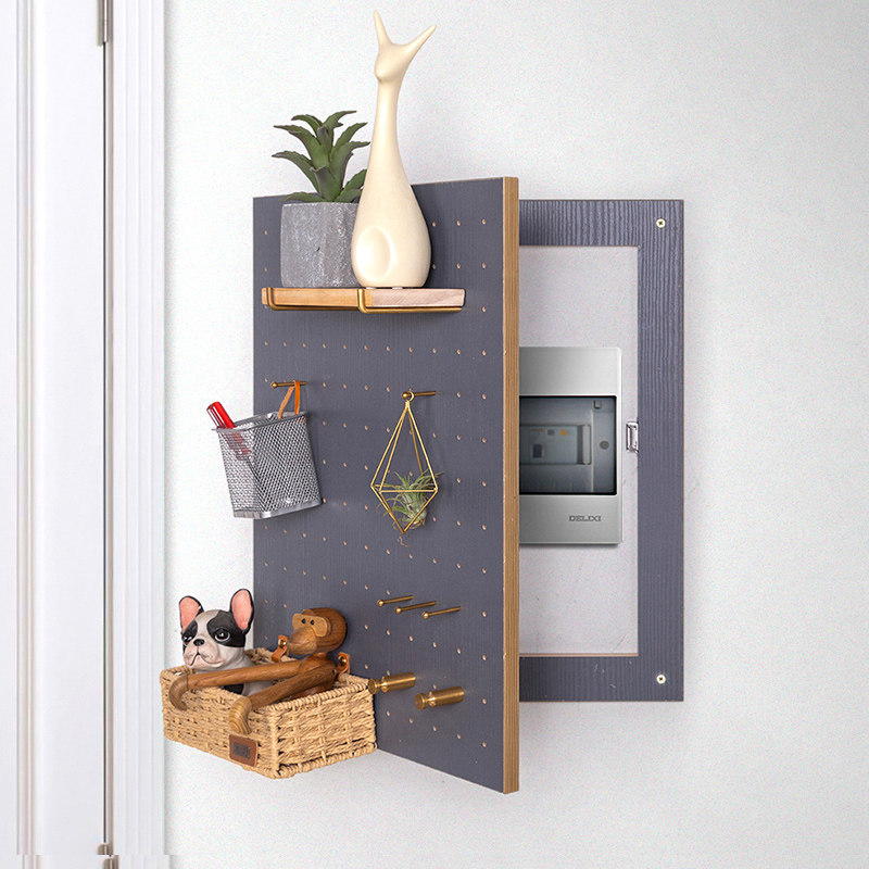 Electric meter box rack vertical version modern minimalist electric meter box hole plate decorative painting hook hanging key vertical section