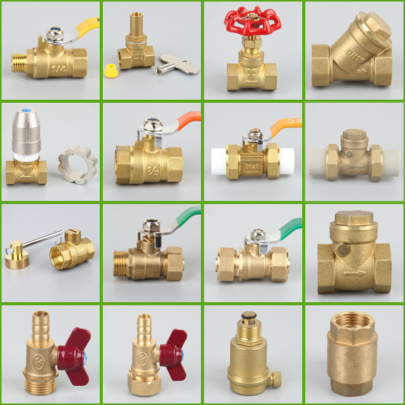 Copper ball valve aluminium plastic composite pipe PPR check gas filter brake internal and external thread sleeve vertical table front and back 4