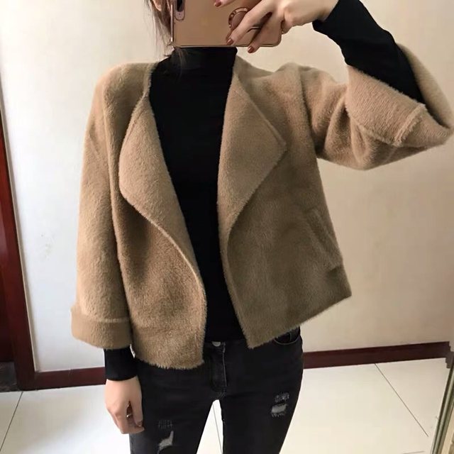 Lazy internet celebrity Douyin faux mink bell sleeve jacket