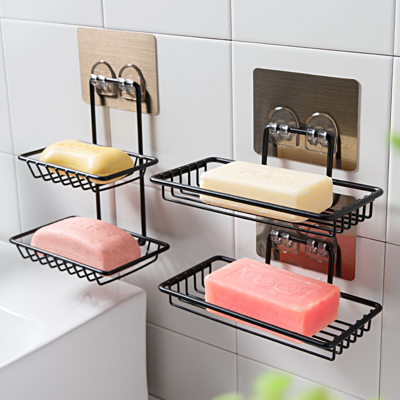 Soap Box Shelving Soap Case Wall-mounted Leachate Free of perforated soap racks Home new big number Soap Racks