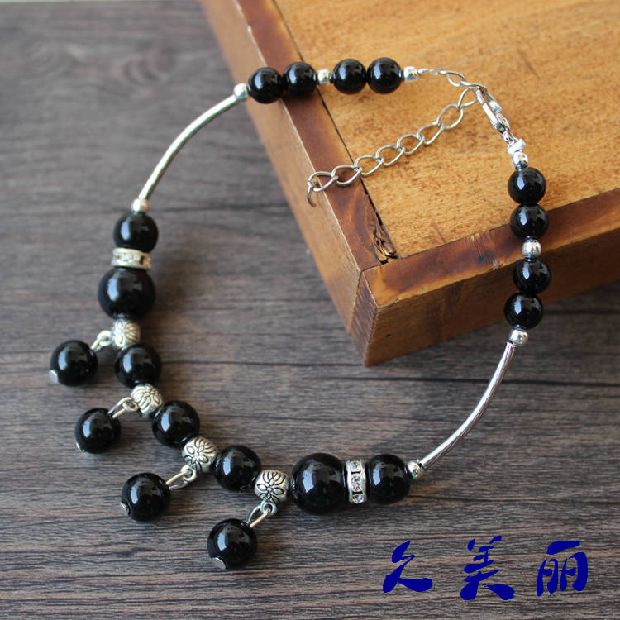Nhà máy trực tiếp Vân Nam Tây Tạng trang sức chân Tây Tạng bạc Tây Tạng đồ trang sức đá ngọc lam hạt vòng chân biểu diễn múa JL020 - Vòng chân vòng chân titin ko gỉ