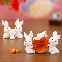 Mid-Autumn Bunny Doll Mooncake Wine Bottle Model Birthday Gift Aquarium Flower Potted Ornament Baked Cake Ornament