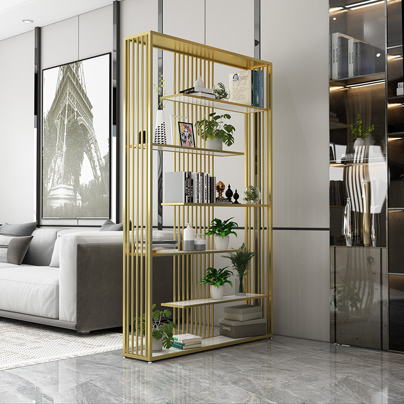 New product simple partition shelf floor-to-ceiling multi-layer bookshelf screen office display display stand decorative iron art