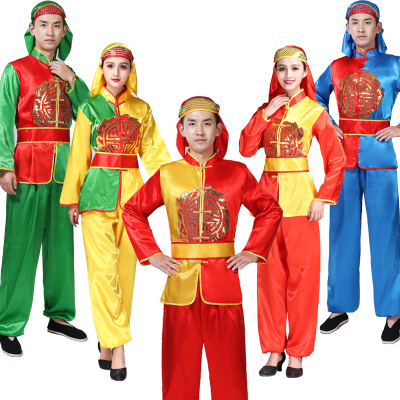 Folk Dance Costumes Yangko suit for men and women waist drum drum performance dragon and Lion Dance Costume Chinese style National Dance Costume