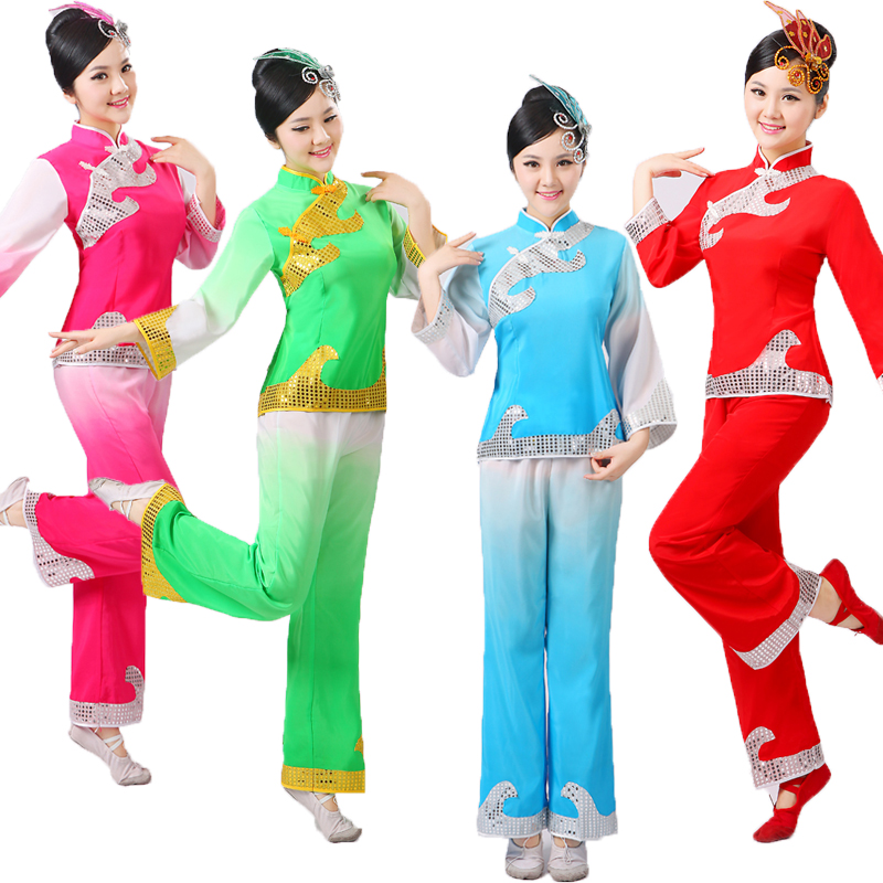 New Yangko costume women's suit middle-aged and elderly folk performance fan dance performance waist drum drumming square dance costume