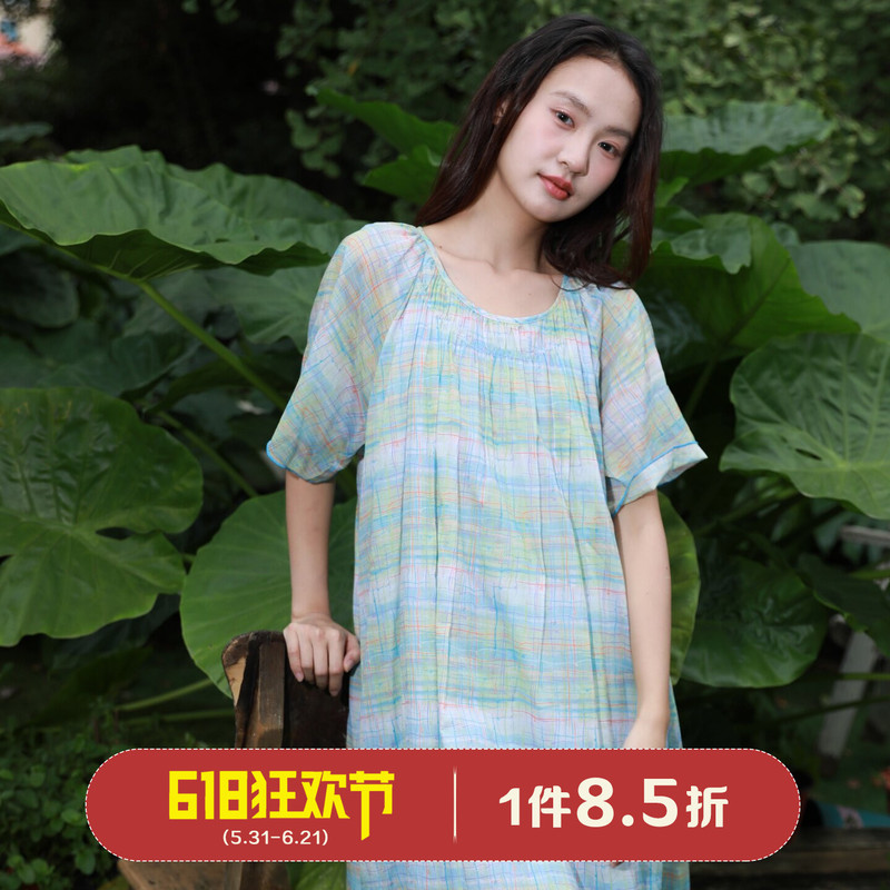 Duoduo Coco Nightgown for Women 2026 Spring and Summer New Pure Cotton Ultra-Thin Round Neck Sweet Short-Sleeved Mid-Length Home Dress 051 Duoduo Coco Nightgown for Women 2026 Spring and Summer New Pure Cotton Ultra-Thin Round Neck Sweet Short-Sleeved Mid-Length Home Dress 051