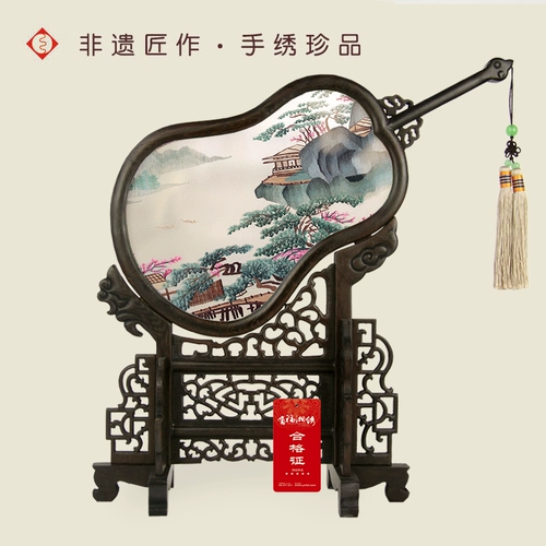 Фусианс вышитая вышивка в фанате PIPA Rosewood Emelcedery Hunan вышитые старейшины He Shou Gift Su Xiu Shu Вышитая вышивка Гуандунга Гуандунга