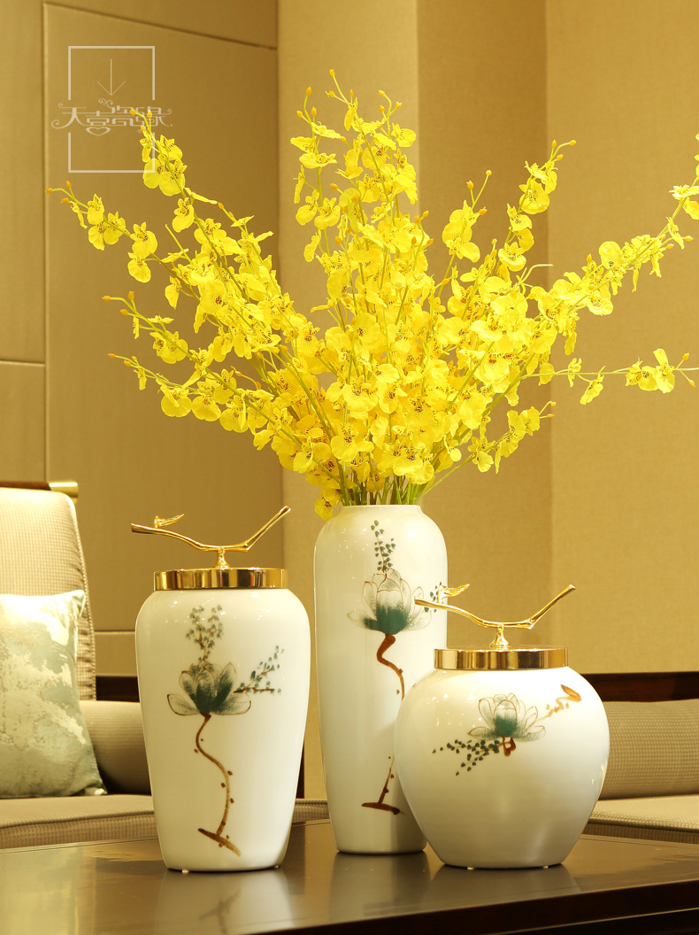 The Dried flower arranging flowers adornment TV cabinet ceramic vase furnishing articles, the sitting room porch home new Chinese zen